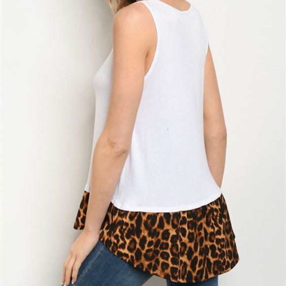 White Top with Cheetah Print - Picture 2 of 3